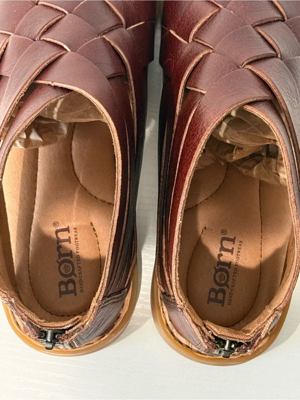 BORN Brown Woven Leather Women's Sandals: worn 1x. Perfect